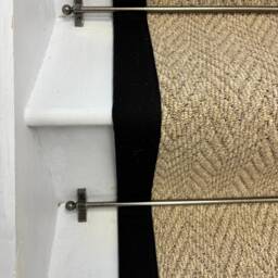Andes Warm Beige Stair Runner With 100% Cotton Black Border - thumbnail 2