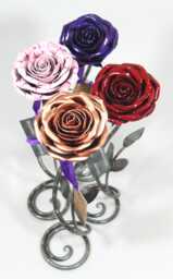 Handmade Rose Anniversary Metal Flower Sculpture Handcrafted Free Standing Ornament Mothers Day Gift Love Romantic Present - Personalisation