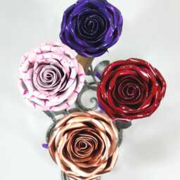 Handmade Rose Anniversary Metal Flower Sculpture Handcrafted Free Standing Ornament Mothers Day Gift Love Romantic Present - Personalisation - thumbnail 3