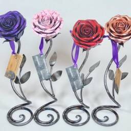 Handmade Rose Anniversary Metal Flower Sculpture Handcrafted Free Standing Ornament Mothers Day Gift Love Romantic Present - Personalisation - thumbnail 2