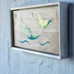 Mermaid Wood Wall Art Epoxy Resin Cedar Painting - thumbnail 4