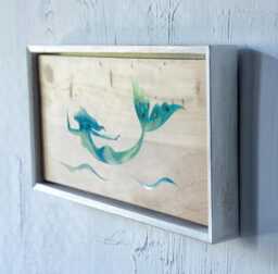 Mermaid Wood Wall Art Epoxy Resin Cedar Painting - thumbnail 1