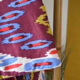 Blanket 110x150cm - Handmade in France Floral Blockprint Cotton - thumbnail 4
