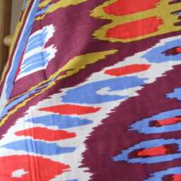Blanket 110x150cm - Handmade in France Floral Blockprint Cotton - thumbnail 3