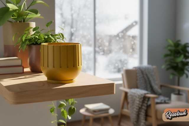 Giftable Indoor Planter With Drainage - Unique Fluted Pot For Plant Lovers, Lightweight 3D Printed Housewarming Gif, Mid-Bubble - image 1