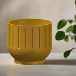 Giftable Indoor Planter With Drainage - Unique Fluted Pot For Plant Lovers, Lightweight 3D Printed Housewarming Gif, Mid-Bubble - thumbnail 2