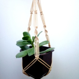 Beige Plant Holder Macrame Hanger 18 Inches 3 Mm Cinnamon Hanging Planters Wall Hanging Indoor Or Outdoor Decor Planter Pattern - thumbnail 2
