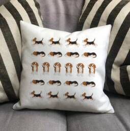 Personalised Beagle Dog Country Canvas Cushion - Customised Owner & Lover Linen Puppy Cover With Inner Filler - thumbnail 3