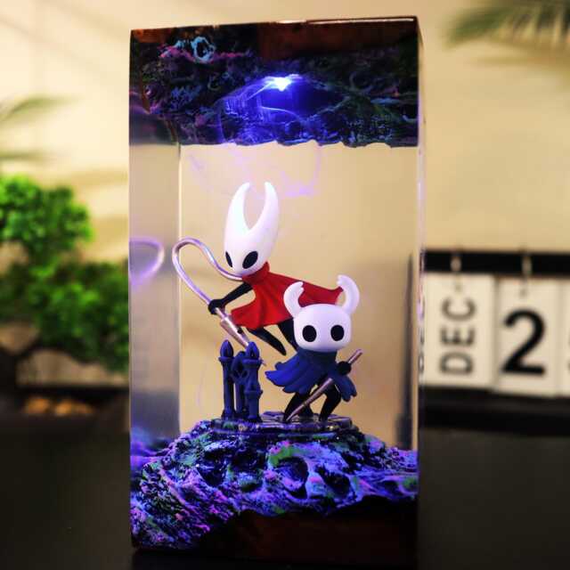 New Hollow Knight Resin Lamp - & Hornet Led Diorama Light - Handmade Gaming Decor, Gift, Fantasy Room Lamp, Art - image 1