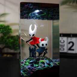 New Hollow Knight Resin Lamp - & Hornet Led Diorama Light - Handmade Gaming Decor, Gift, Fantasy Room Lamp, Art - thumbnail 2