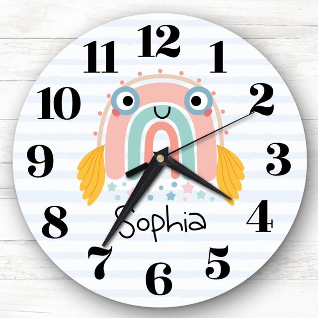 Rainbow Fish Girls Room Custom Gift Personalised Clock - image 1