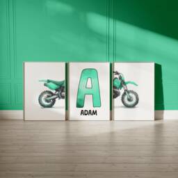 Personalised Name Dirt Bike Prints - Set Of 3 Posters - Motorbike Wall Art Motocross Boys Room Nursery Kids Motor Biker Decor Gifts - thumbnail 2