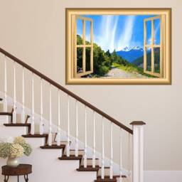 Snowy Mountain Top 3D Wall Art Decal Landscape Window Frame Home D??cor Mural - Vwaq Nw39