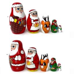 Handmade Santa Nesting Dolls Wooden Christmas Decor, Kids Toy - thumbnail 3