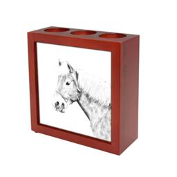Haflinger - Wooden Stand For Candles/Pens With The Image Of A Horse New Collection - thumbnail 1