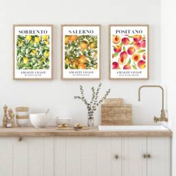Italian Fruit Print, Set Of 3 Art Prints, Wall Art, Kitchen Home Decor, Posters - thumbnail 1