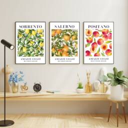 Italian Fruit Print, Set Of 3 Art Prints, Wall Art, Kitchen Home Decor, Posters - thumbnail 2