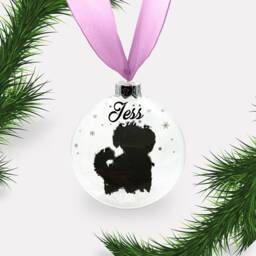 Small Dog - Maltese Terrier Cross Breed Personalised Ornament Custom Glass Christmas Bauble