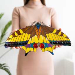 stained Glass Swallowtail Butterfly Wall Decor Large Yellow Hanging Unique Gift For Mom Bohemian Home Housewarming