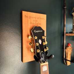 Solid Oak Guitar Holder - Personalised Wall Hanging Stand Gift For Music Lovers - thumbnail 3