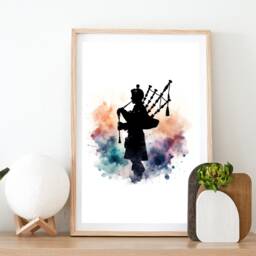 Bagpipe Watercolour Art Print - Set Of 3 Music Artwork - Watercolor Poster Wall Musician Bagpipes Picture Decor Room Gift - thumbnail 2