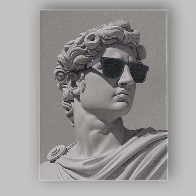 Classical Greek David Bust With Black Sunglasses Modern Sculpture Canvas Wall Art Print Decor Picture Ready To Hang - image 1