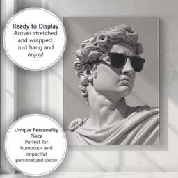 Classical Greek David Bust With Black Sunglasses Modern Sculpture Canvas Wall Art Print Decor Picture Ready To Hang - thumbnail 3