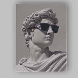 Classical Greek David Bust With Black Sunglasses Modern Sculpture Canvas Wall Art Print Decor Picture Ready To Hang - thumbnail 1