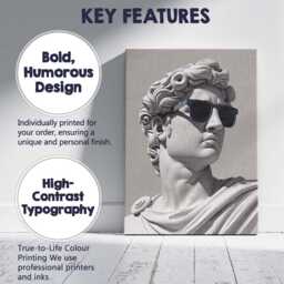 Classical Greek David Bust With Black Sunglasses Modern Sculpture Canvas Wall Art Print Decor Picture Ready To Hang - thumbnail 2