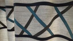Scandinavian Style Brown Blue Linen Curtains, Geometric Modern Curtain Panels, Masculine Bedroom Curtain, Striped Minimalist Unique Drapes - thumbnail 3