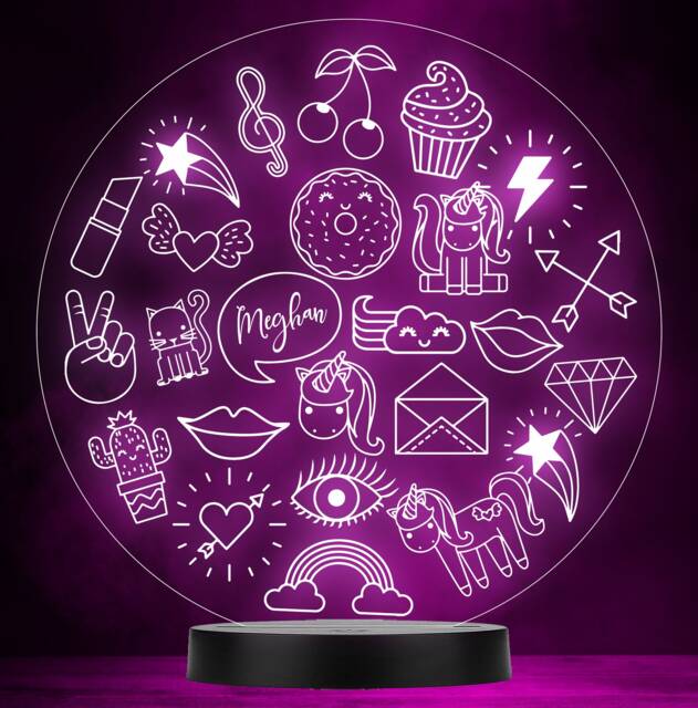 Girls Cool Elements Round Personalised Gift Colour Change Led Lamp Night Light - image 1