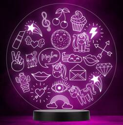 Girls Cool Elements Round Personalised Gift Colour Change Led Lamp Night Light