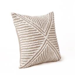 Tufted Off White & Beige Throw Pillow Cover, 18x18 Inches - Zulu Collection - thumbnail 2