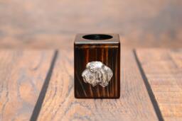 Basset Vendeen - Petit Griffon Vend??en - Wooden Candlestick With Dog, Souvenir, Decoration, Limited Edition, Collection