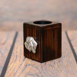 Basset Vendeen - Petit Griffon Vend??en - Wooden Candlestick With Dog, Souvenir, Decoration, Limited Edition, Collection - thumbnail 2