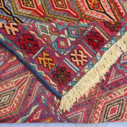 4'9x5'6 Ft Afghan Tribal Dezange Rug, Super Fine Quality Handmade Natural Veg Dyes Orange Turkmen Oriental Living Room Carpet - thumbnail 4