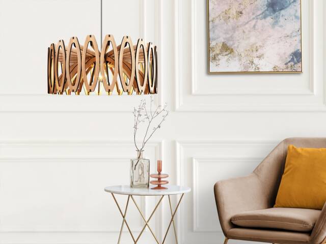Mid Century Modern Wood Pendant Lamp Beech Wooden Lamp Shade - image 1