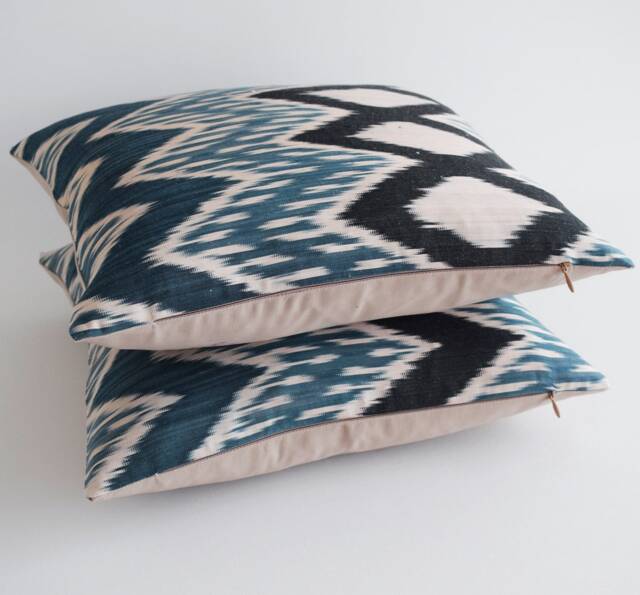 Luxury Ikat Navy Pillow Covers Cover Blue Covers, Decorative Cover, Cushion - image 1