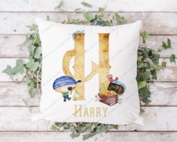 Pirates Cushion, Pillow, Gift For Boy, Pirate Gift, Pirates, Lover, Bedroom Decor, Treasure Island, Theme - thumbnail 1