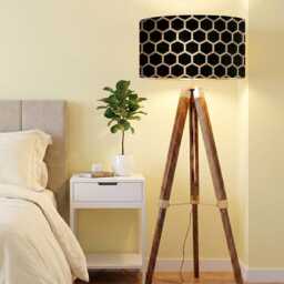 Handmade By Order Luxury Black Golden Honey Comb Geometric Pattern Drum Lamp Shade Pendant Light All Shapes & Sizes - thumbnail 2