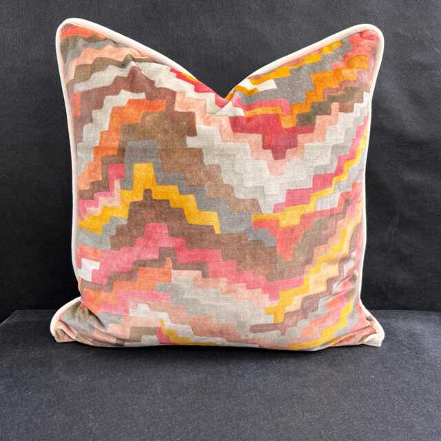 Zinc Falconetto Luxury Designer Contemporary Velvet Orange Pink Mustard Cushion Throw Pillow Cover - image 1