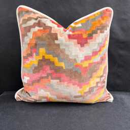 Zinc Falconetto Luxury Designer Contemporary Velvet Orange Pink Mustard Cushion Throw Pillow Cover - thumbnail 1