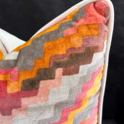 Zinc Falconetto Luxury Designer Contemporary Velvet Orange Pink Mustard Cushion Throw Pillow Cover - thumbnail 3
