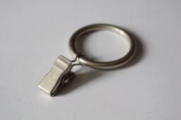 Antique Silver Curtain Rings With Clips - Decorative Metal Drapery Plastic Hooks, Boho Minimalist Hardware - Set Of 10 - thumbnail 1