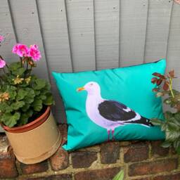 Seagull & Puffin Outdoor Cushion Cover Coastal Art, Water Repellent - thumbnail 2