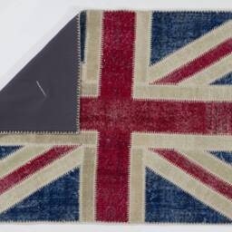Union Jack Rug Patchwork British Flag Design, Vintage Turkish Rug - thumbnail 2