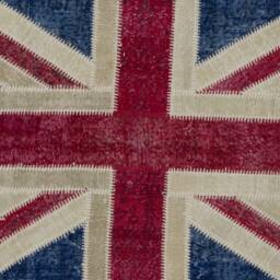 Union Jack Rug Patchwork British Flag Design, Vintage Turkish Rug - thumbnail 3