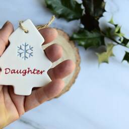 Daughter, Handmade Ceramic Daughter Christmas Tree Decoration, Gift For Present - thumbnail 2