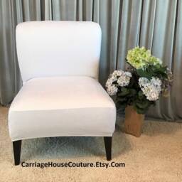 Gold Suede Stretch Chair Slipcover, Armless Cover, Handmade