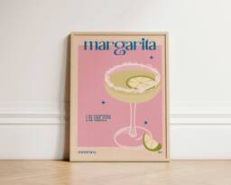 Trendy Margarita Poster, Cocktail Print, Retro Drink Bar Wall Decor, Unframed - thumbnail 1